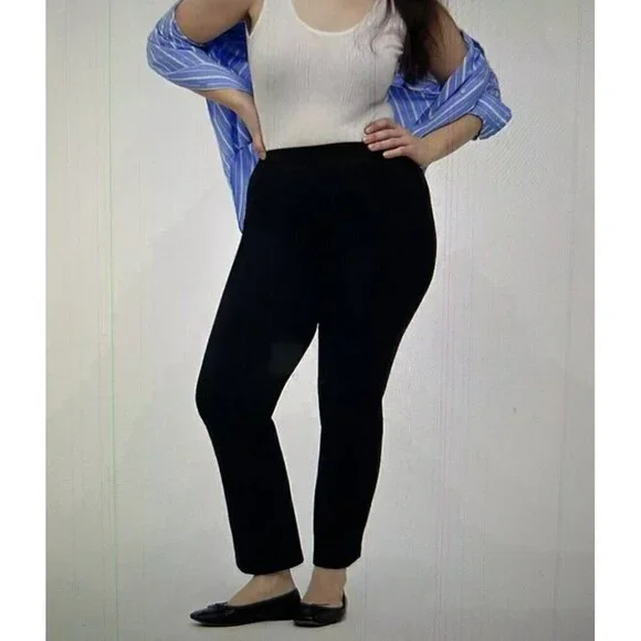 Madewell Knit Kick Flare Ponte Pants Women High Rise Stretch Black Pull On Sz M - Picture 3 of 15